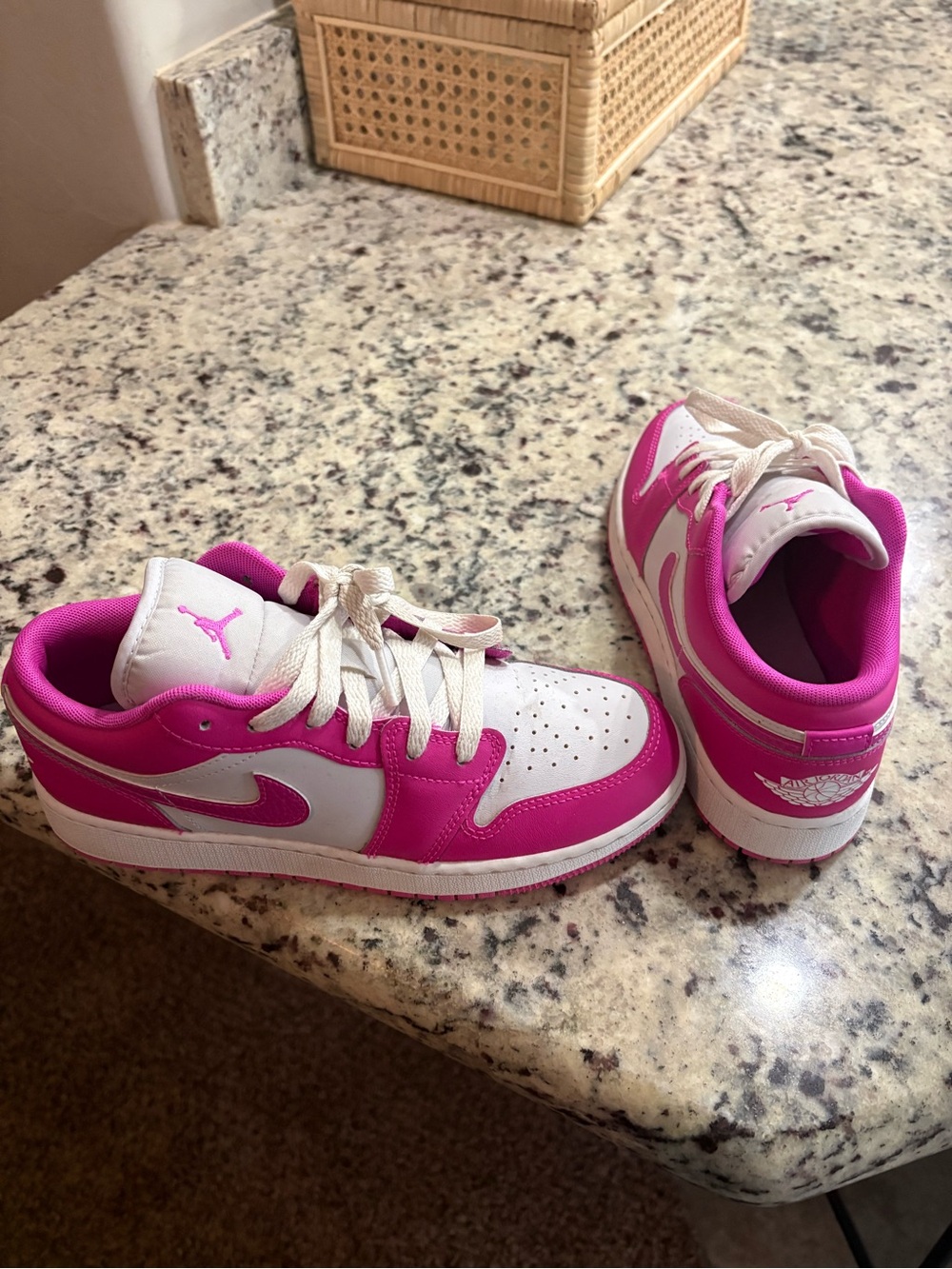 Jordan Kids Low-Top Sneakers in White and Bright Pink